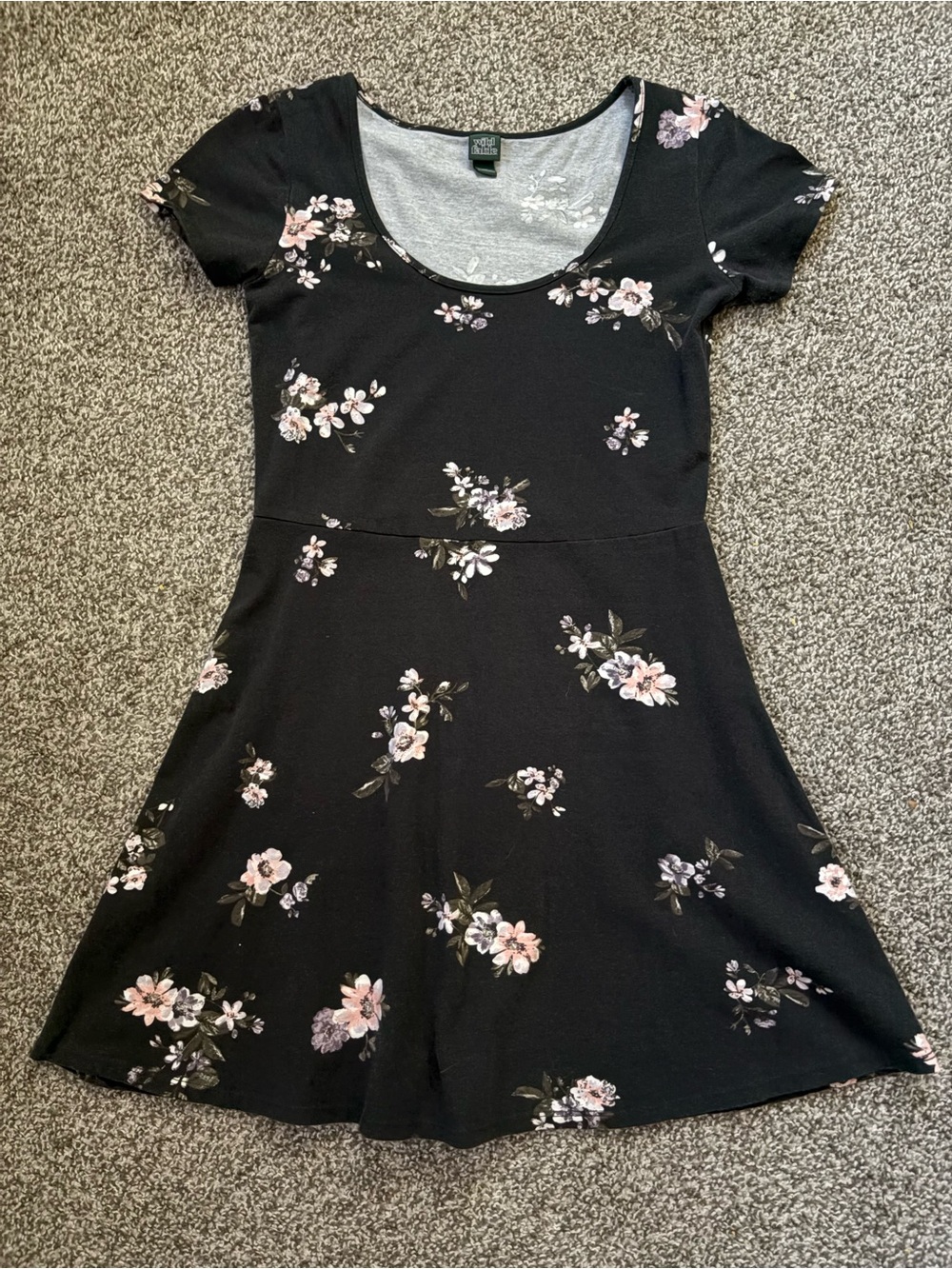 Wild Fable Black Dress with Pink Floral Print